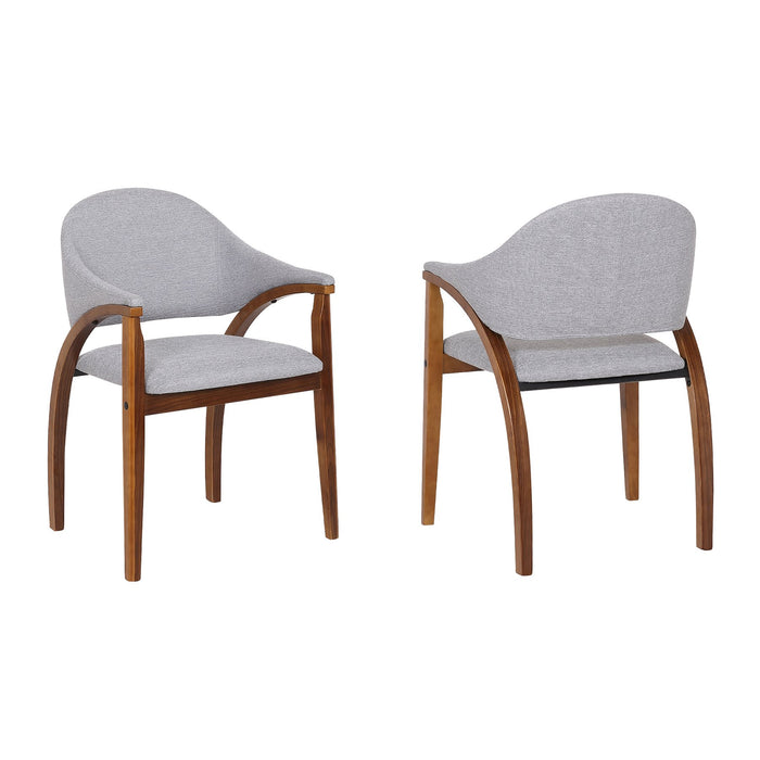 Meadow Contemporary Dining Chair in Walnut Wood Finish and Gray Fabric - Set of 2