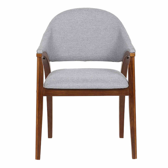 Meadow Contemporary Dining Chair in Walnut Wood Finish and Gray Fabric - Set of 2