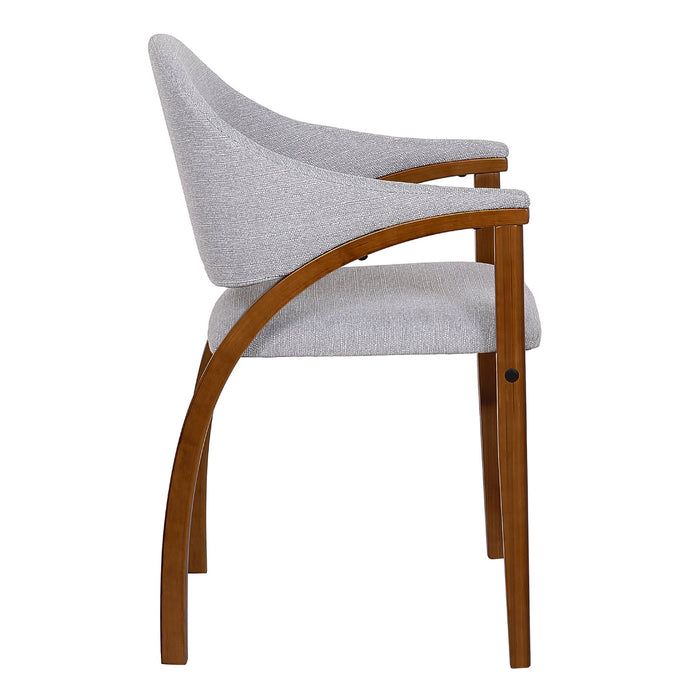 Meadow Contemporary Dining Chair in Walnut Wood Finish and Gray Fabric - Set of 2