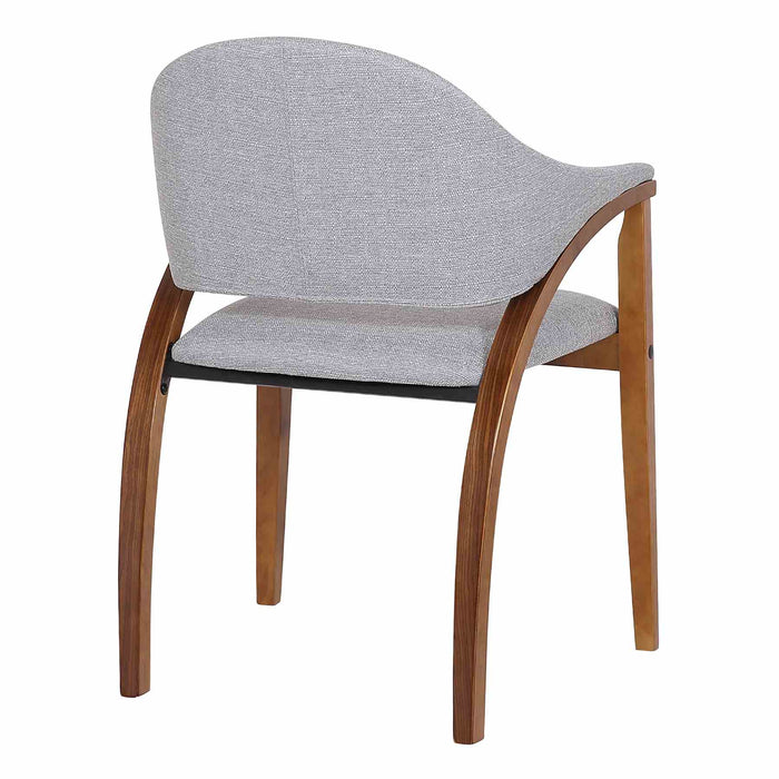 Meadow Contemporary Dining Chair in Walnut Wood Finish and Gray Fabric - Set of 2
