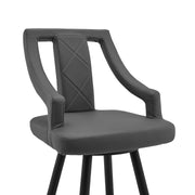 Maxen 30" Gray Faux Leather and Black Metal Swivel Bar Stool - Furniture City (CA)l