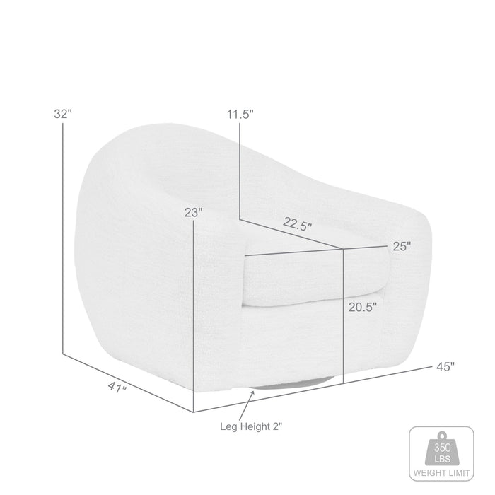 Molly Upholstered Swivel Accent Chair in Pearl