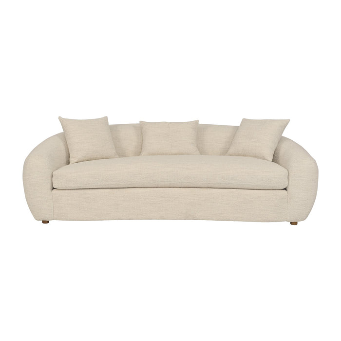 Molly 96.5" Upholstered Curved Sofa in Pearl