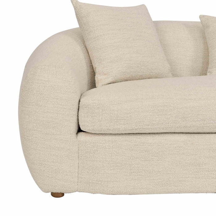 Molly 96.5" Upholstered Curved Sofa in Pearl