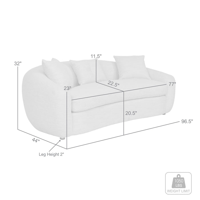 Molly 96.5" Upholstered Curved Sofa in Pearl
