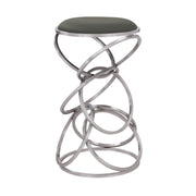 Medley Contemporary 26" Counter Height Barstool in Brushed Stainless Steel Finish and Gray Faux Leather - Furniture City (CA)l