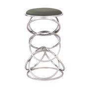 Medley Contemporary 26" Counter Height Barstool in Brushed Stainless Steel Finish and Gray Faux Leather - Furniture City (CA)l