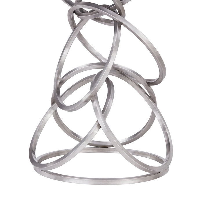 Medley Contemporary 26" Counter Height Barstool in Brushed Stainless Steel Finish and Gray Faux Leather