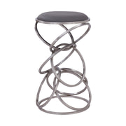 Medley Contemporary 30" Bar Height Barstool in Brushed Stainless Steel Finish and Gray Faux Leather - Furniture City (CA)l
