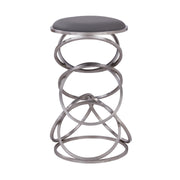 Medley Contemporary 30" Bar Height Barstool in Brushed Stainless Steel Finish and Gray Faux Leather - Furniture City (CA)l