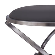 Medley Contemporary 30" Bar Height Barstool in Brushed Stainless Steel Finish and Gray Faux Leather - Furniture City (CA)l