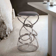 Medley Contemporary 30" Bar Height Barstool in Brushed Stainless Steel Finish and Gray Faux Leather - Furniture City (CA)l