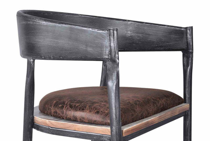 Macey Modern Dining Chair in Industrial Gray and Brown Fabric with Pine Wood - Set of 2 - Furniture City (CA)l