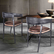 Macey Modern Dining Chair in Industrial Gray and Brown Fabric with Pine Wood - Set of 2 - Furniture City (CA)l