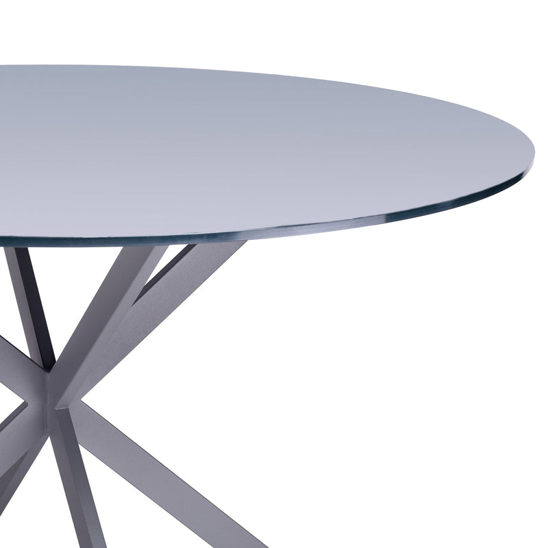 Mystere Modern Dining Table in Gray Powder Coated finish with Gray Tempered Glass Top - Furniture City (CA)l