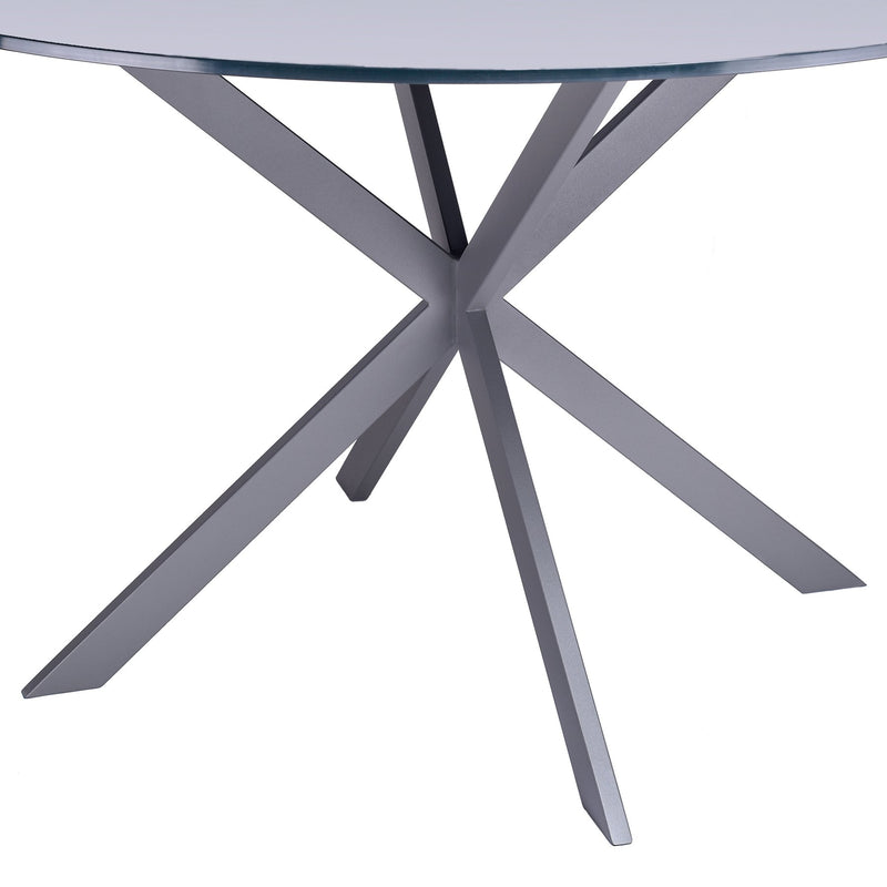 Mystere Modern Dining Table in Gray Powder Coated finish with Gray Tempered Glass Top - Furniture City (CA)l