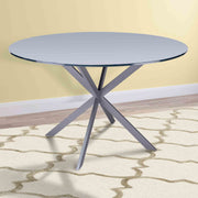 Mystere Modern Dining Table in Gray Powder Coated finish with Gray Tempered Glass Top - Furniture City (CA)l