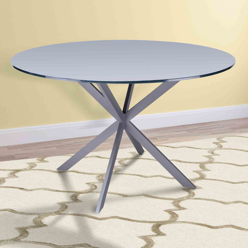 Mystere Modern Dining Table in Gray Powder Coated finish with Gray Tempered Glass Top - Furniture City (CA)l