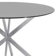 Mystere Round Dining Table in Brushed Stainless Steel with Gray Tempered Glass Top - Furniture City (CA)l