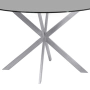 Mystere Round Dining Table in Brushed Stainless Steel with Gray Tempered Glass Top - Furniture City (CA)l
