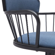Nash Adjustable Black Wood Bar Stool in Blue Fabric with Black Metal - Furniture City (CA)l