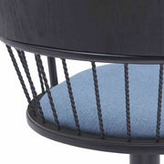 Nash Adjustable Black Wood Bar Stool in Blue Fabric with Black Metal - Furniture City (CA)l