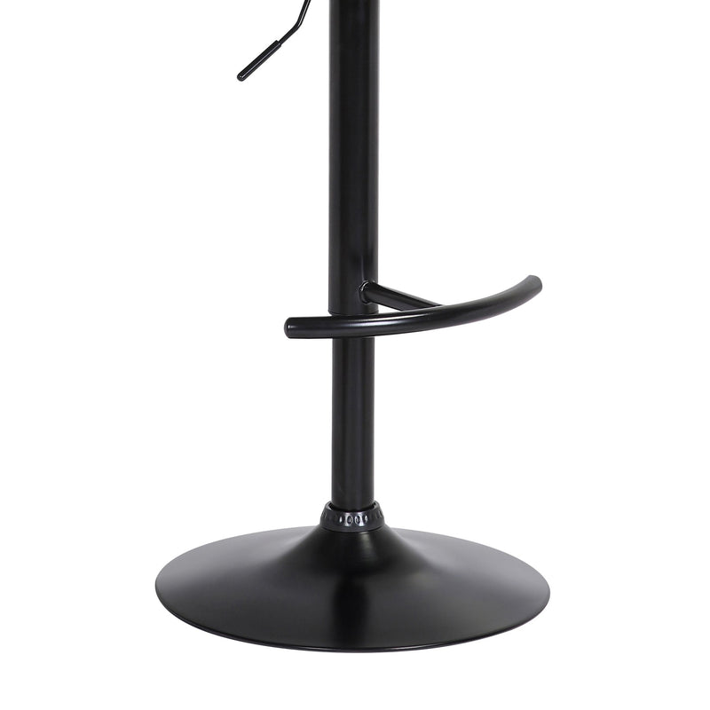 Nash Adjustable Black Wood Bar Stool in Gray Faux Leather with Black Metal - Furniture City (CA)l
