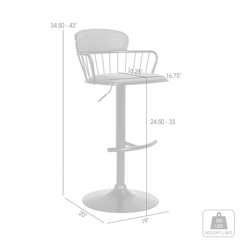 Nash Adjustable Black Wood Bar Stool in Gray Faux Leather with Black Metal - Furniture City (CA)l
