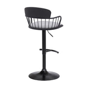 Nash Adjustable Black Wood Bar Stool in Light Gray Fabric with Black Metal - Furniture City (CA)l