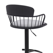 Nash Adjustable Black Wood Bar Stool in Light Gray Fabric with Black Metal - Furniture City (CA)l