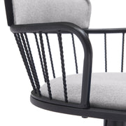 Nash Adjustable Black Wood Bar Stool in Light Gray Fabric with Black Metal - Furniture City (CA)l