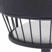 Nash Adjustable Black Wood Bar Stool in Light Gray Fabric with Black Metal - Furniture City (CA)l