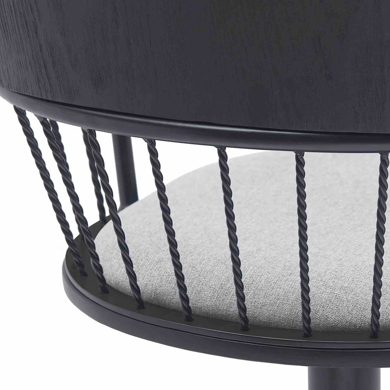 Nash Adjustable Black Wood Bar Stool in Light Gray Fabric with Black Metal - Furniture City (CA)l