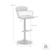 Nash Adjustable Black Wood Bar Stool in Light Gray Fabric with Black Metal - Furniture City (CA)l