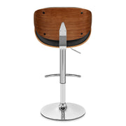 Naples Black Faux Leather Adjustable Height Swivel Walnut Wood and Chrome Base Bar Stool - Furniture City (CA)l