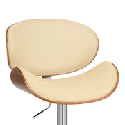 Naples Cream Faux Leather Adjustable Height Swivel Walnut Wood and Chrome Base Bar Stool - Furniture City (CA)l