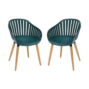 Nassau Outdoor Green Dining Chair with Eucalyptus Wood Legs - Set of 2 - Furniture City (CA)l
