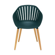 Nassau Outdoor Green Dining Chair with Eucalyptus Wood Legs - Set of 2 - Furniture City (CA)l