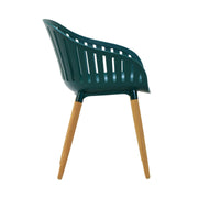 Nassau Outdoor Green Dining Chair with Eucalyptus Wood Legs - Set of 2 - Furniture City (CA)l