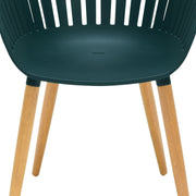 Nassau Outdoor Green Dining Chair with Eucalyptus Wood Legs - Set of 2 - Furniture City (CA)l
