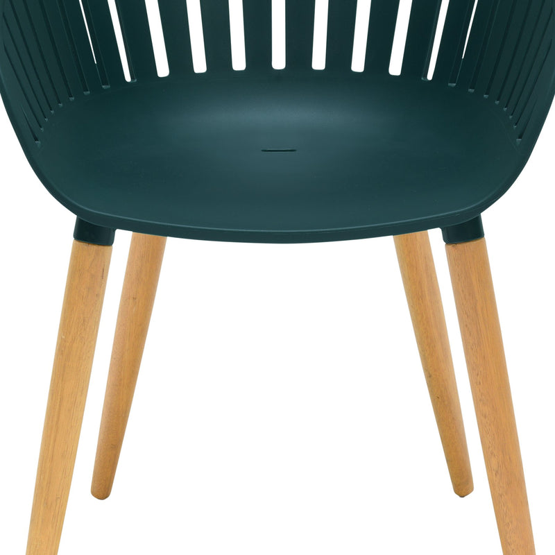 Nassau Outdoor Green Dining Chair with Eucalyptus Wood Legs - Set of 2 - Furniture City (CA)l