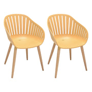 Nassau Outdoor Arm Dining Chairs in Honey Yellow Finish with Wood legs- Set of 2 - Furniture City (CA)l