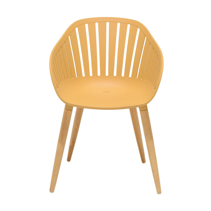Nassau Outdoor Arm Dining Chairs in Honey Yellow Finish with Wood legs- Set of 2