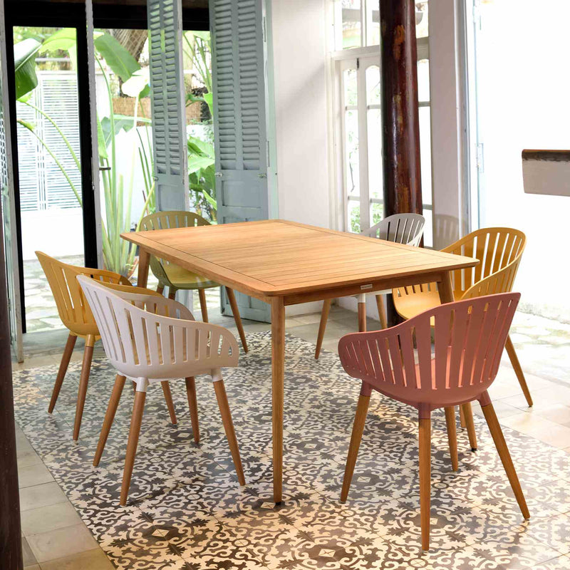Nassau Outdoor Arm Dining Chairs in Honey Yellow Finish with Wood legs- Set of 2 - Furniture City (CA)l