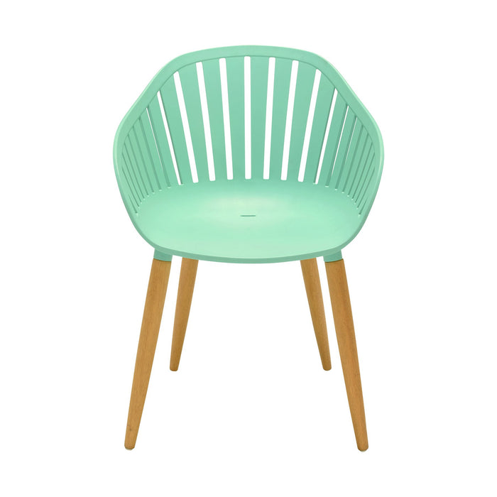 Nassau Outdoor Mint Green Dining Chair with Eucalyptus Wood Legs - Set of 2