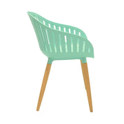 Nassau Outdoor Mint Green Dining Chair with Eucalyptus Wood Legs - Set of 2 - Furniture City (CA)l