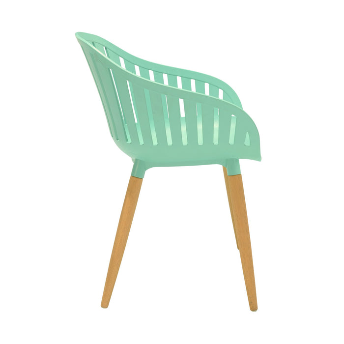 Nassau Outdoor Mint Green Dining Chair with Eucalyptus Wood Legs - Set of 2