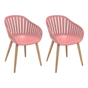 Nassau Outdoor Arm Dining Chairs in Pink Peony Finish with Wood legs- Set of 2 - Furniture City (CA)l