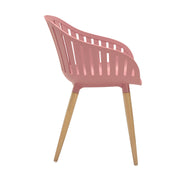 Nassau Outdoor Arm Dining Chairs in Pink Peony Finish with Wood legs- Set of 2 - Furniture City (CA)l