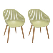 Nassau Outdoor Arm Dining Chairs in Sage Green Finish with Wood legs- Set of 2 - Furniture City (CA)l